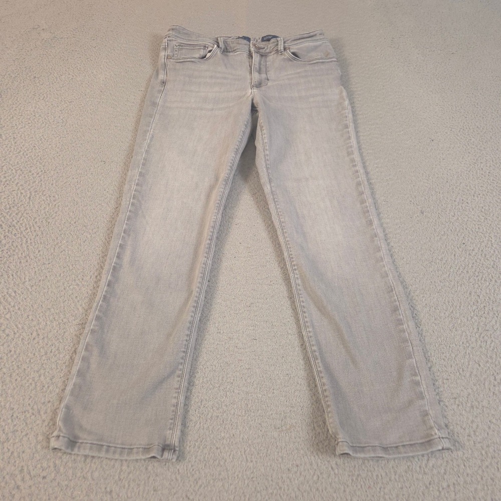 J. Jill Jeans Womens 8 Petite Gray High-Rise Straight-Leg Tencel Stretch Denim
